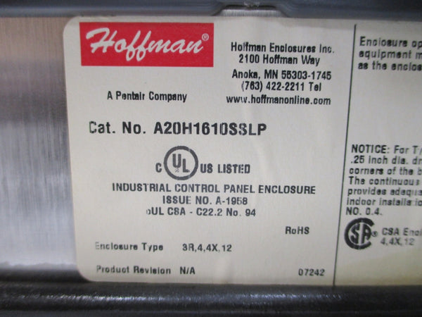 HOFFMAN A20H1610SSLP NSNP