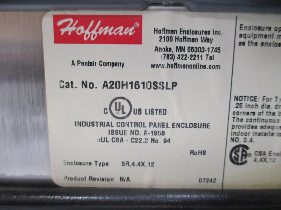 HOFFMAN A20H1610SSLP NSNP