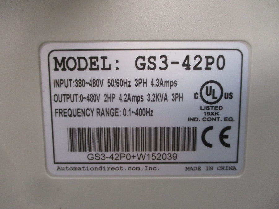 AUTOMATION DIRECT GS3-42P0 380-480V 4.3A NSMP