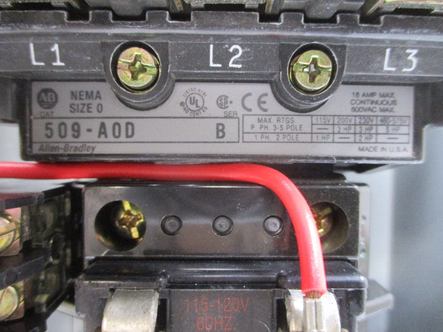 ALLEN BRADLEY 509-AAD SER. B 110/115-120V 18A NSNP