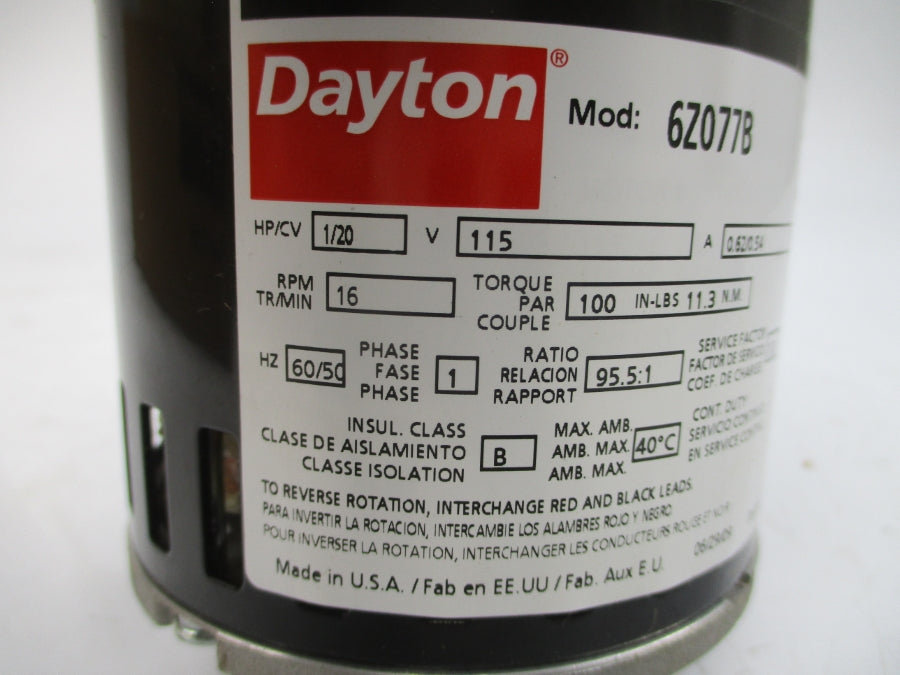 DAYTON 6Z077B 115V 0.62/0.54A NSMP