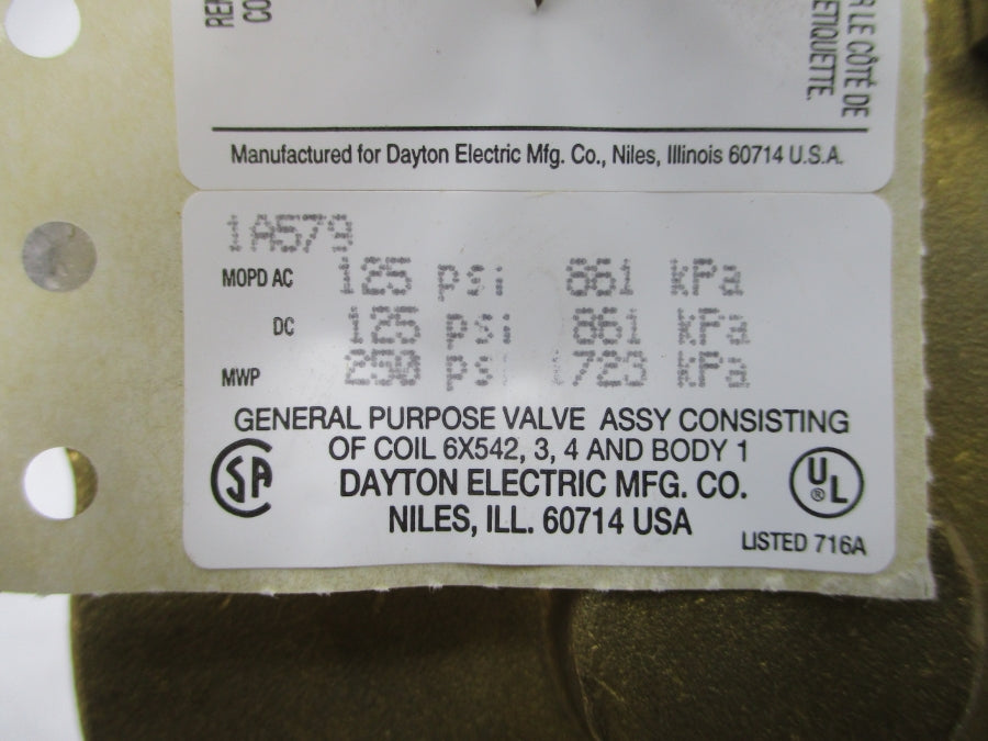 DAYTON 1A579 125/250PSI 1" NSMP