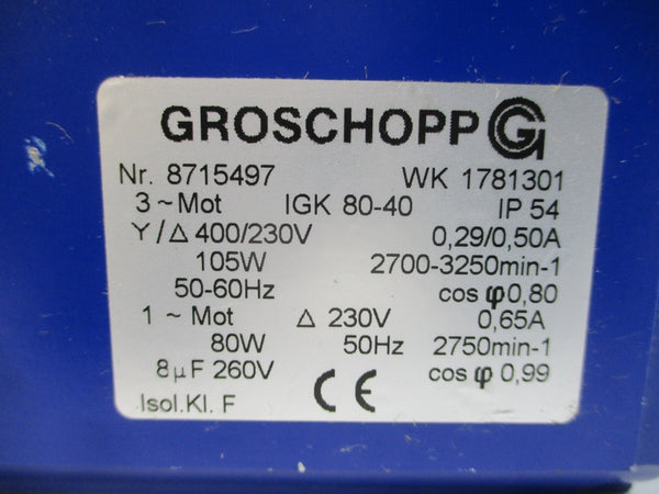 GROSCHOPP WK1781301 IGK80-40 400/230V 0.29/0.50A NSNP