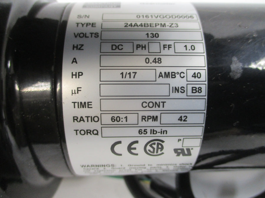 BODINE ELECTRIC 24A4BEPM-Z3 130VDC 0.48A NSNP