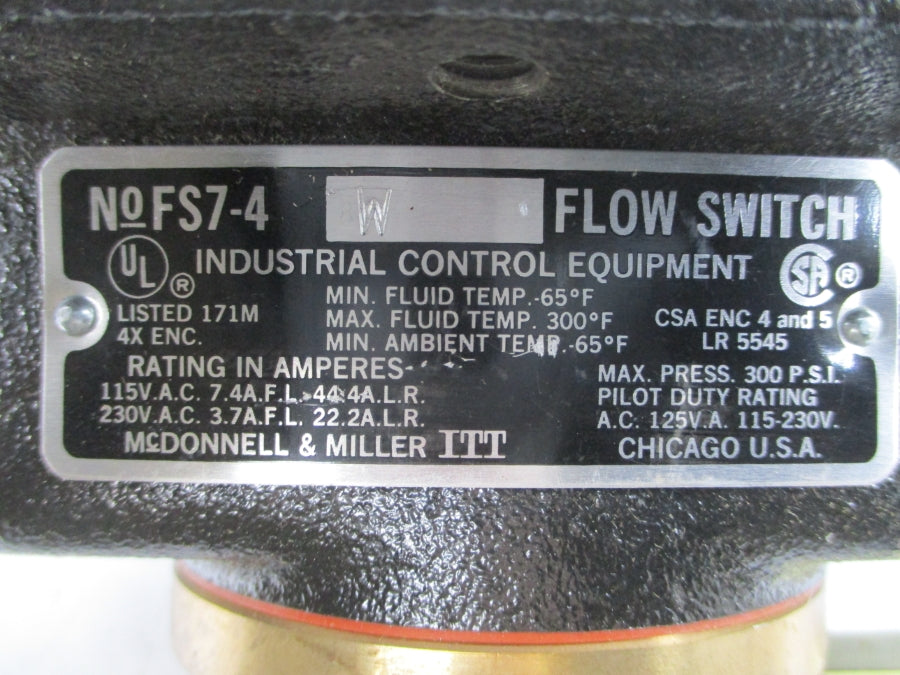 MCDONNELL & MILLER FS7-4W 115/230VAC 3.7/7.4A 300PSI NSNP
