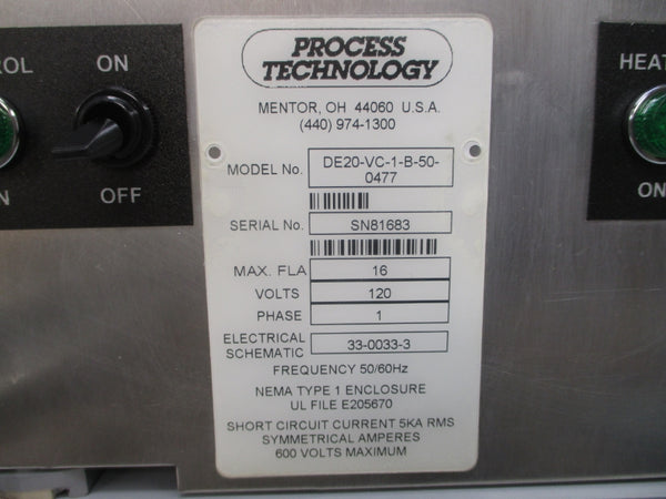 PROCESS TECHNOLOGY DE20-VC-1-B-50-0477 120V 16A NSNP