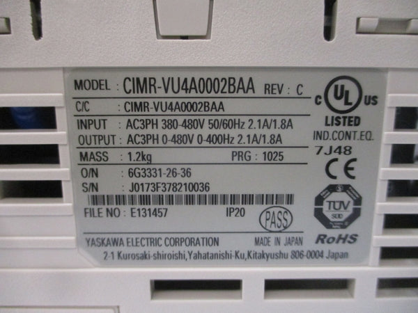 YASKAWA CIMR-VU4A0002BAA 380-480VAC 2.1/1.8A REV. C NSMP