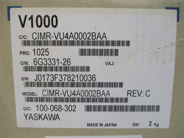 YASKAWA CIMR-VU4A0002BAA 380-480VAC 2.1/1.8A REV. C NSMP