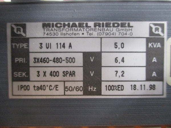 MICHAEL RIEDEL 3UI114A 460-480-500V 6.4/7.2A NSNP