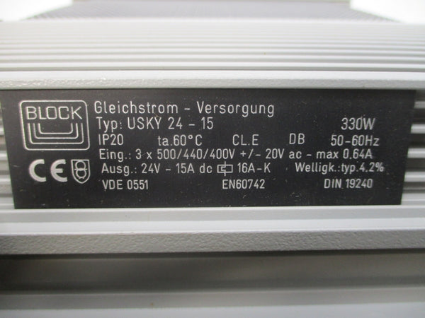 BLOCK USKY24-15 500/440/400VAC 0.64A NSNP