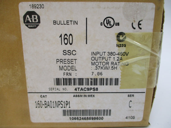ALLEN BRADLEY 160-BA01NPS1P1 SER. C F/W 7.06 380-460V 1.4A NSMP