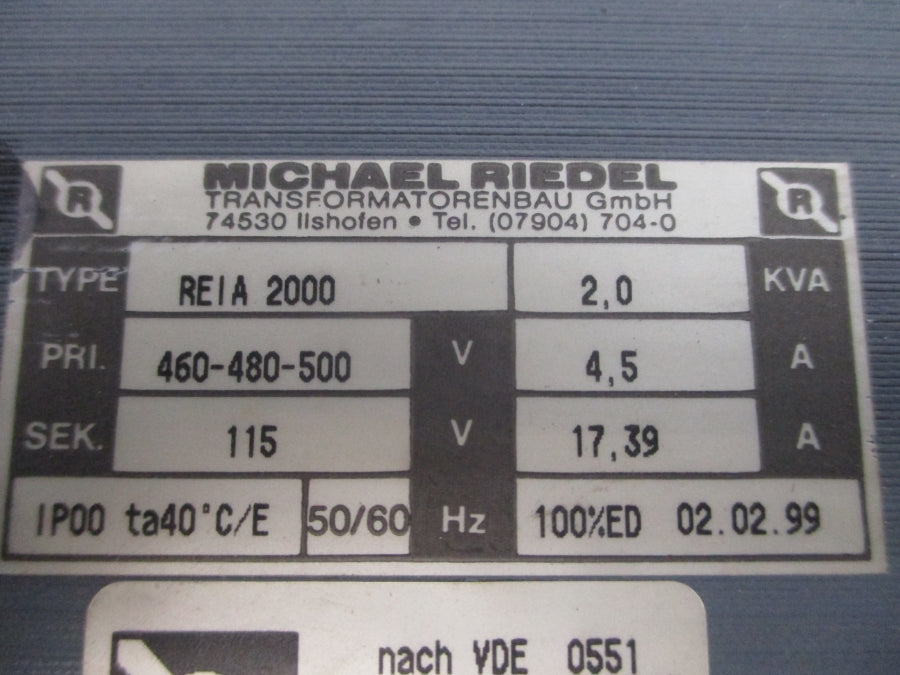 MICHAEL RIEDEL REIA2000 460-480-500V 4.5/17.39A NSNP
