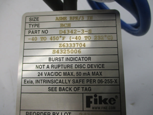 FIKE BCH D4342-3-S 24VAC/DC -40/450'F 3" NSMP