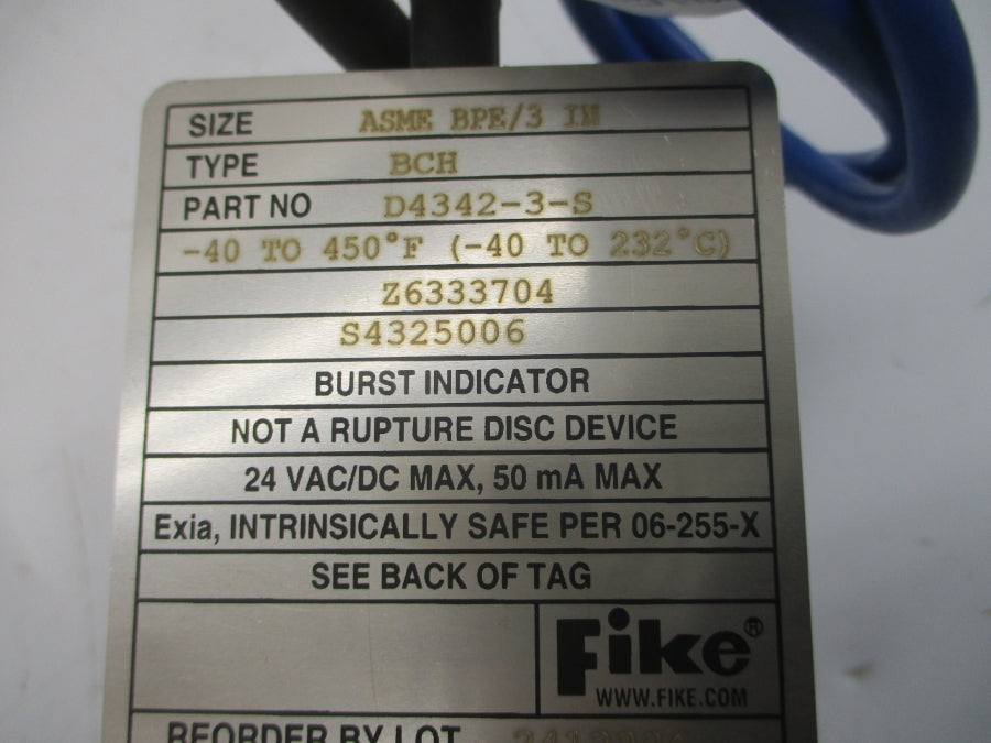 FIKE BCH D4342-3-S 24VAC/DC -40/450'F 3" NSMP