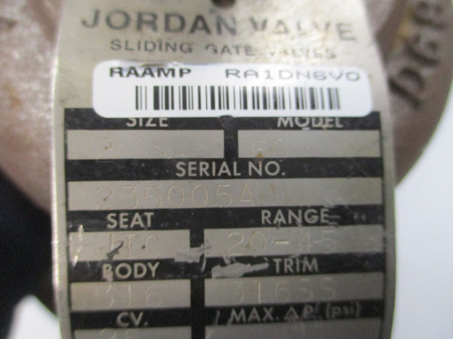 JORDAN VALVE 60 300PSI 650'F 2" UNMP