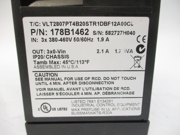 DANFOSS 178B1462 VLT2807PT4B20STR1DBF12A00C0 380-460V 1.9A NSNP