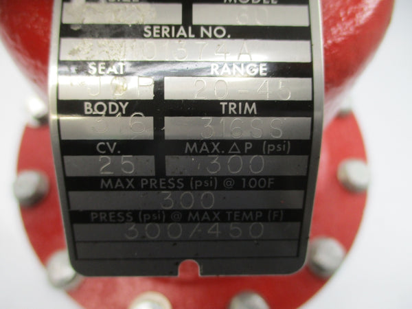 JORDAN VALVE 60 300PSI 450'F 20-45 2" NSNP