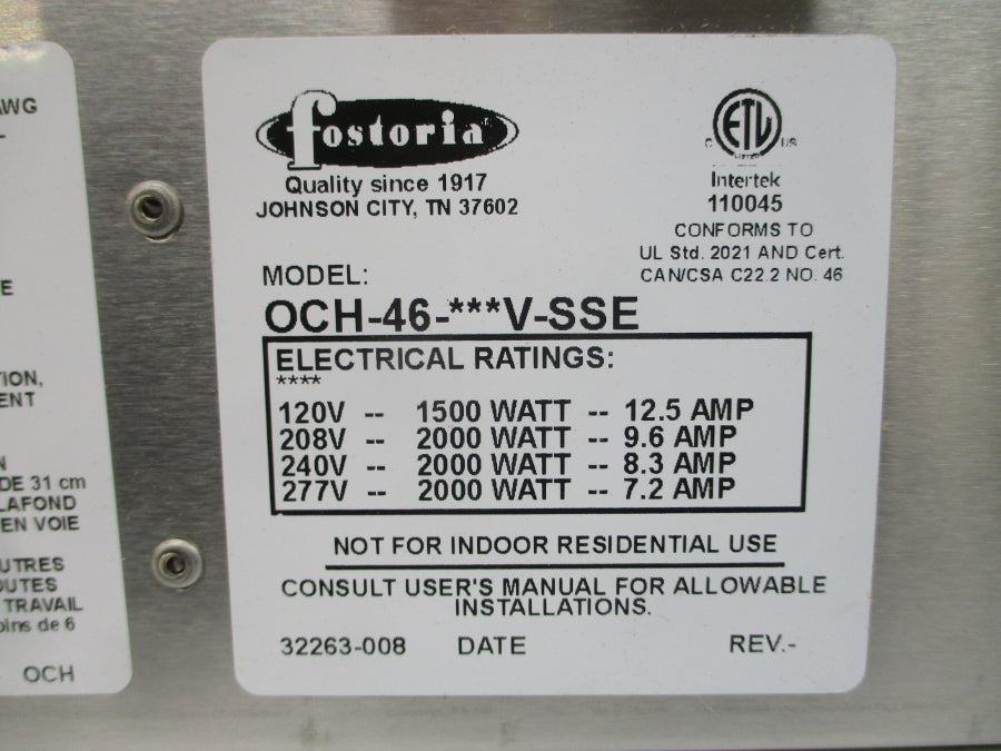 FOSTORIA 2KDA8 OCH-46-120V-SSE 120V 12.5A NSMP
