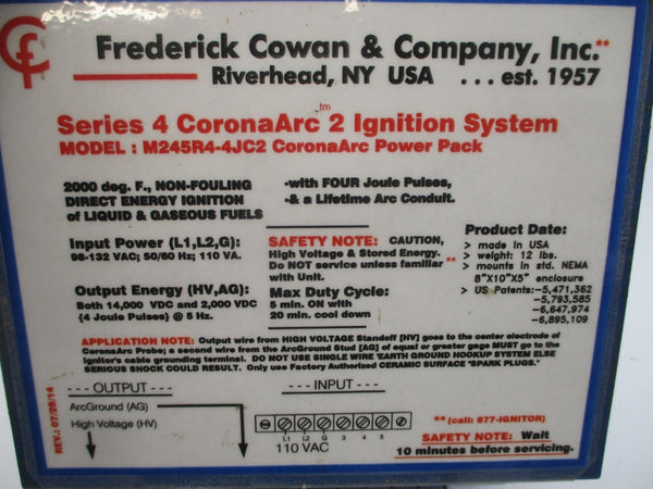 FREDERICK COWAN & COMPANY M245R4-4JC2 SER. 4 98-132VAC UNMP