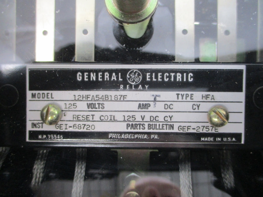GENERAL ELECTRIC 12HFA54B187F 125VDC NSNP