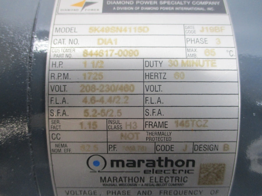 MARATHON ELECTRIC 5K49SN4115D DIA1 208-230/460V 4.6-4.4/2.2A NSNP