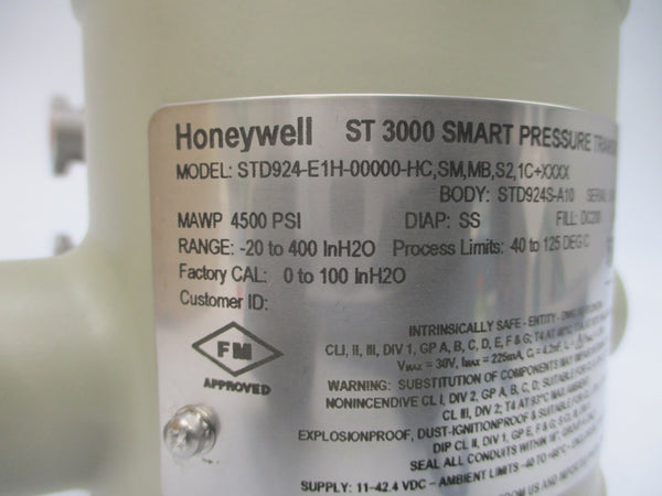 HONEYWELL STD924-E1H-00000-HC.SM.MB.S2.1C+XXXX 4500PSI NSMP