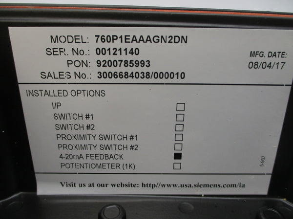 SIEMENS 760P1EAAAGN2DN SER. 760 NSNP