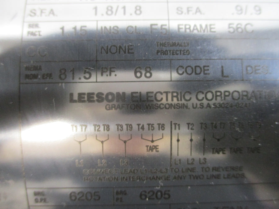 LEESON ELECTRIC 191204.00 C6T17NK30 460/380V 1.5-1.6/1.6A NSNP