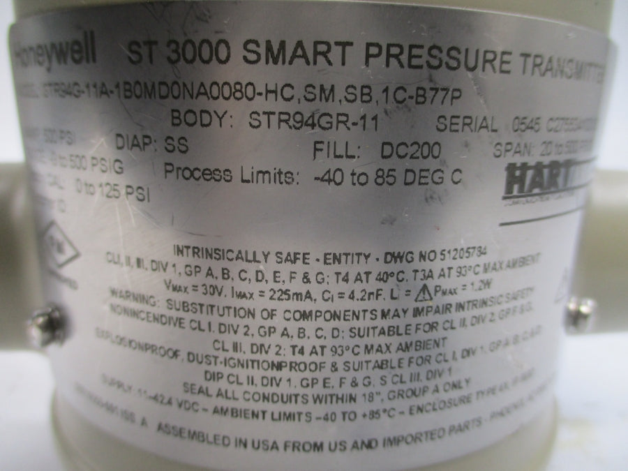 HONEYWELL STR94G-11A-1B0MD0NA0080-HC.SM.SB.1C-B77P 11-42.4VDC -9-500PSI NSNP