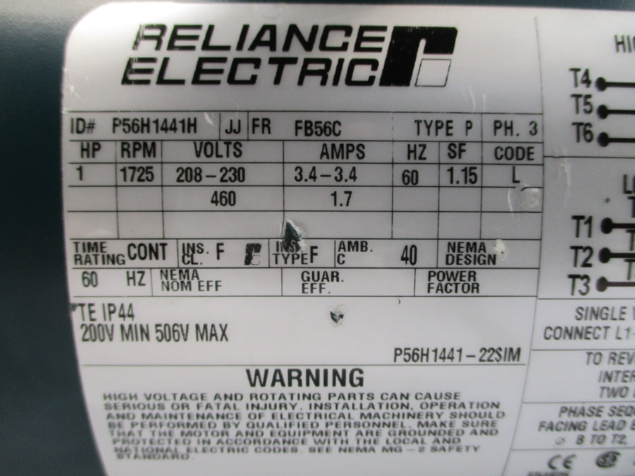 RELIANCE ELECTRIC P56H1441H 208-230/460V 3.4-3.4/1.7A NSNP