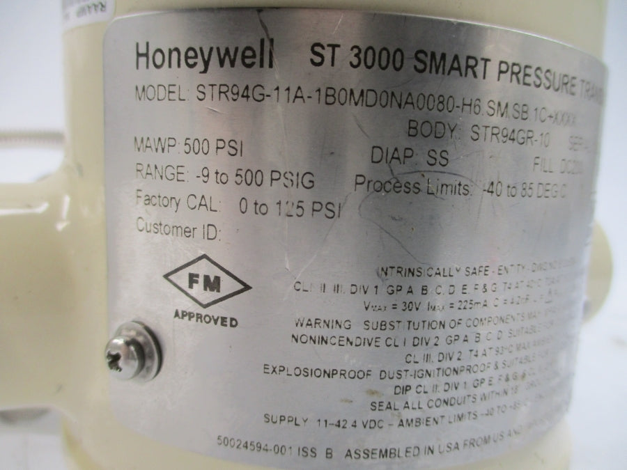 HONEYWELL STR94G-11A-1B0MD0NA0080-H6.SM.SB.1C+XXXX 11-42.4VDC -9/500PSI UNMP