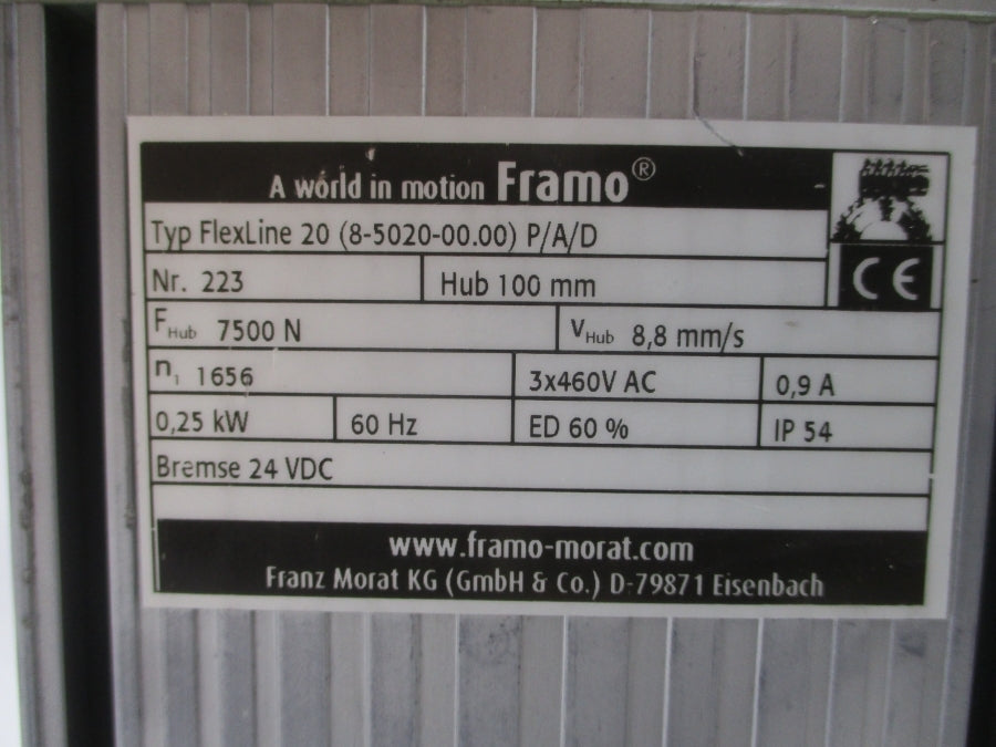 FRAMO FLEXLINE20 (8-5020-00.00) P/A/D 460VAC 0.9A UNMP