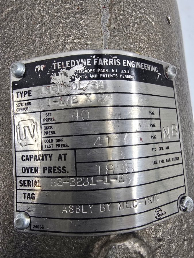 TELEDYNE FARRIS ENGINEERING 1850-0L/S4 40PSI 1-1/2" NSNP