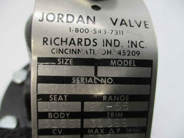 JORDAN VALVE 60 300PSI 650'F 3/4" NSNP
