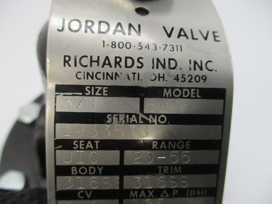 JORDAN VALVE 60 300PSI 650'F 3/4" NSNP