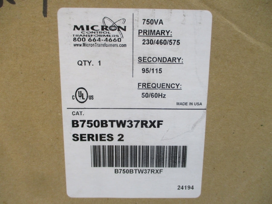 MICRON CONTROL TRANSFORMERS B750BTW37RXF SER. 2 230/460/575V NSMP
