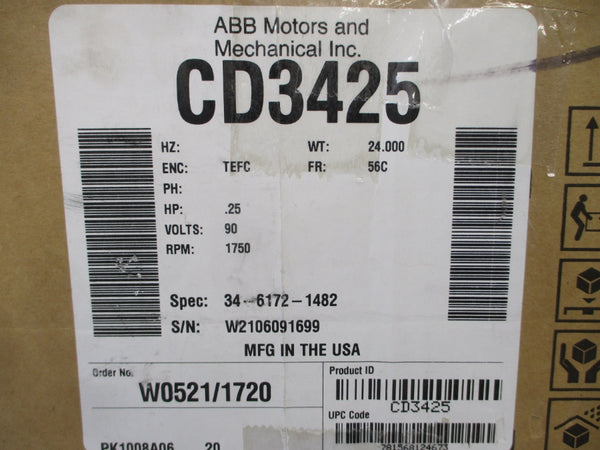 BALDOR CD3425 34-6172-1482 90/100V 3-.3/.6A NSMP