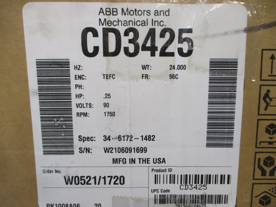 BALDOR CD3425 34-6172-1482 90/100V 3-.3/.6A NSMP