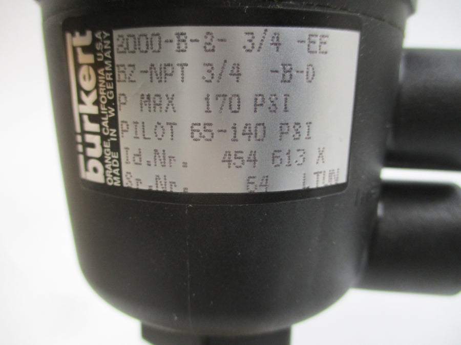 BURKERT 2000-B-2-3/4-EEBZ-NPT3/4-B-D 454613 65-140PSI 3/4" NSMP
