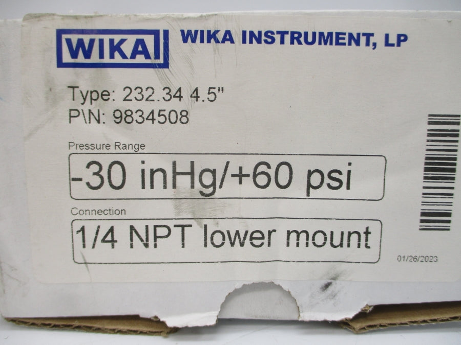 WIKA 232.34 9834508 -30INHG/+60PSI 4.5" NSMP