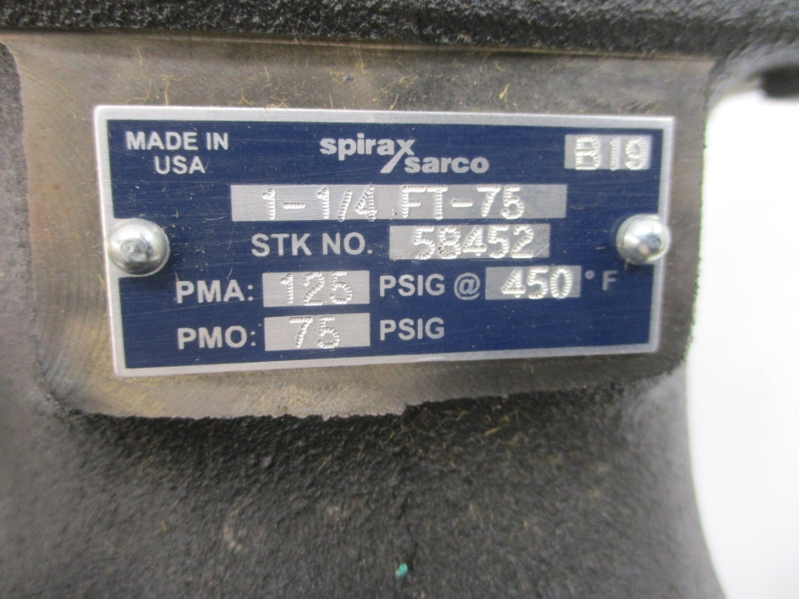 SPIRAX SARCO 58452 FT-75 75/125PSI 450'F 1-1/4" NSNP