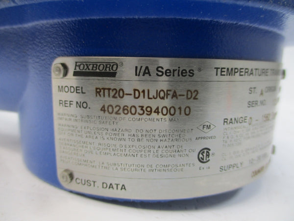FOXBORO RTT20-D1LJQFA-D2 12-30VDC NSMP
