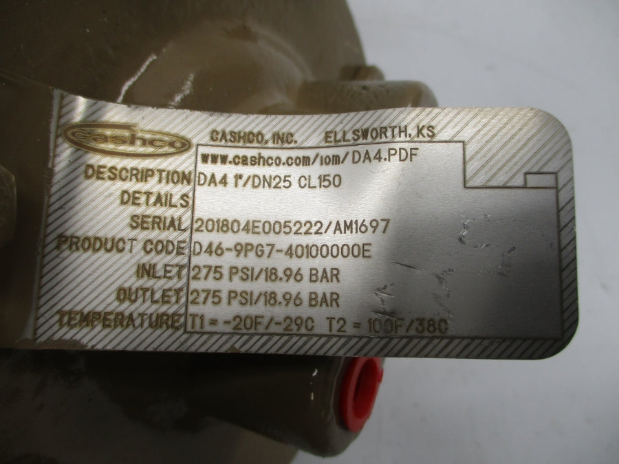 CASHCO D46-9PG7-40100000E DA41"/DN25CL150 275PSI 1" NSNP