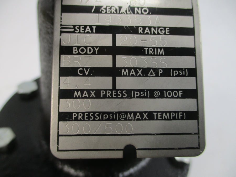 JORDAN VALVE 60 300PSI 500'F 3/4" NSNP