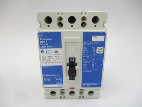 WESTINGHOUSE FDB3150L 6638C31G99 SER. C 600VAC 150A NSMP