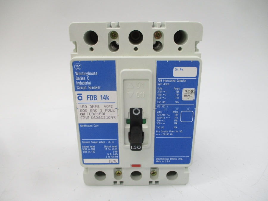 WESTINGHOUSE FDB3150L 6638C31G99 SER. C 600VAC 150A NSMP