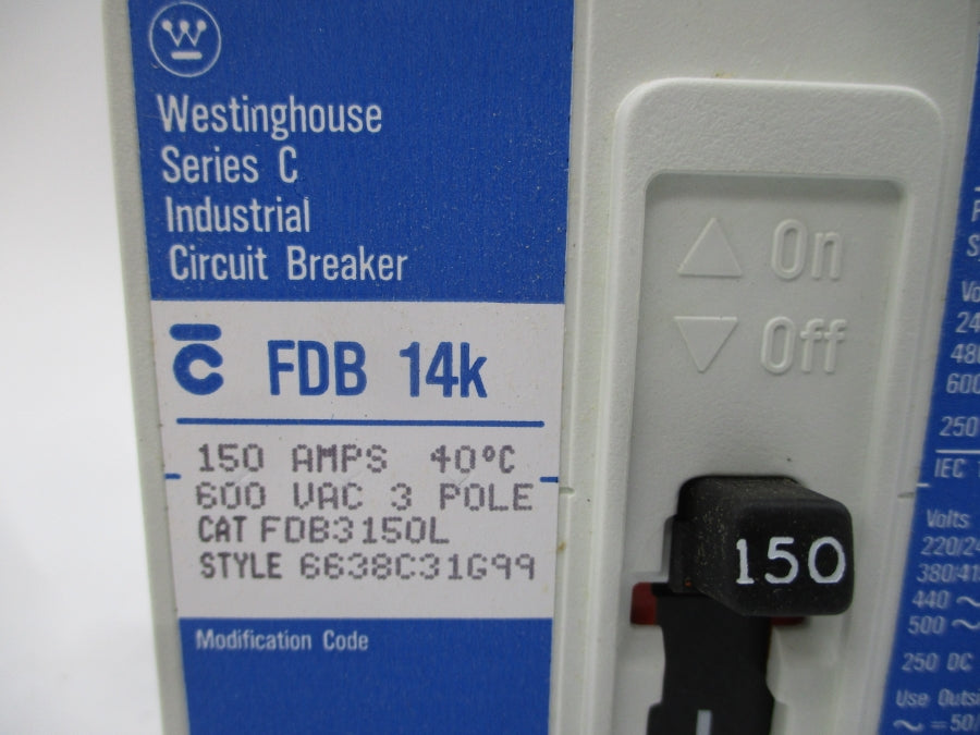 WESTINGHOUSE FDB3150L 6638C31G99 SER. C 600VAC 150A NSMP