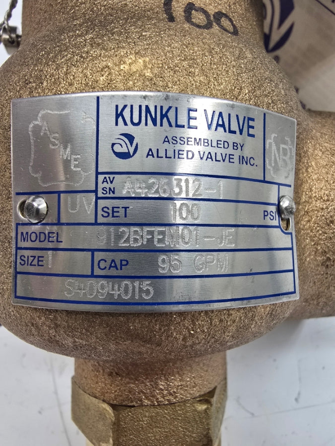 KUNKLE VALVE 912BFEM01-JE 100PSI 1" NSNP