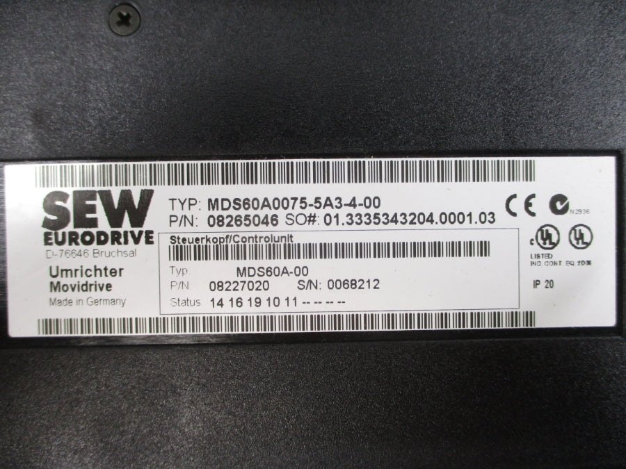 SEW-EURODRIVE MDS60A0075-5A3-4-00 08265046 NSNP