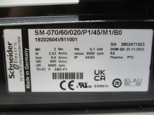 SCHNEIDER ELECTRIC SM-070/60/020/P1/45/M1/B0 19202604V511001 400V 2.53/9.9A NSNP